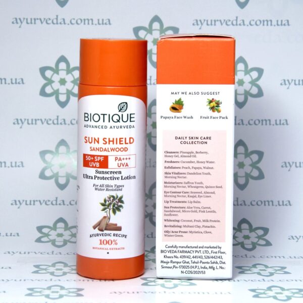 Biotique Sun Shield Sandalwood 50+ SPF ( Крем для загар с Сандалом) 120 мл.