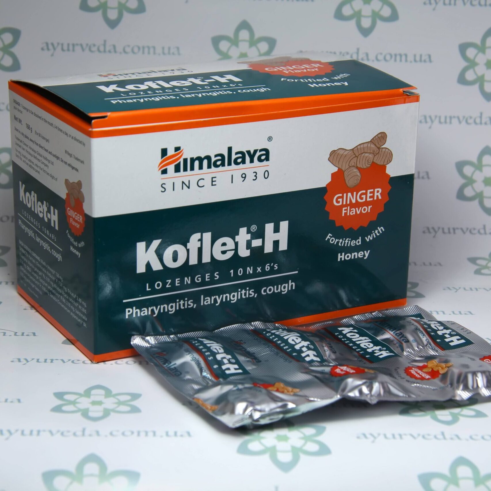 Koflet H Lozenges Ginger Himalaya (Леденцы Кофлет Имбирь) 10х6 1
