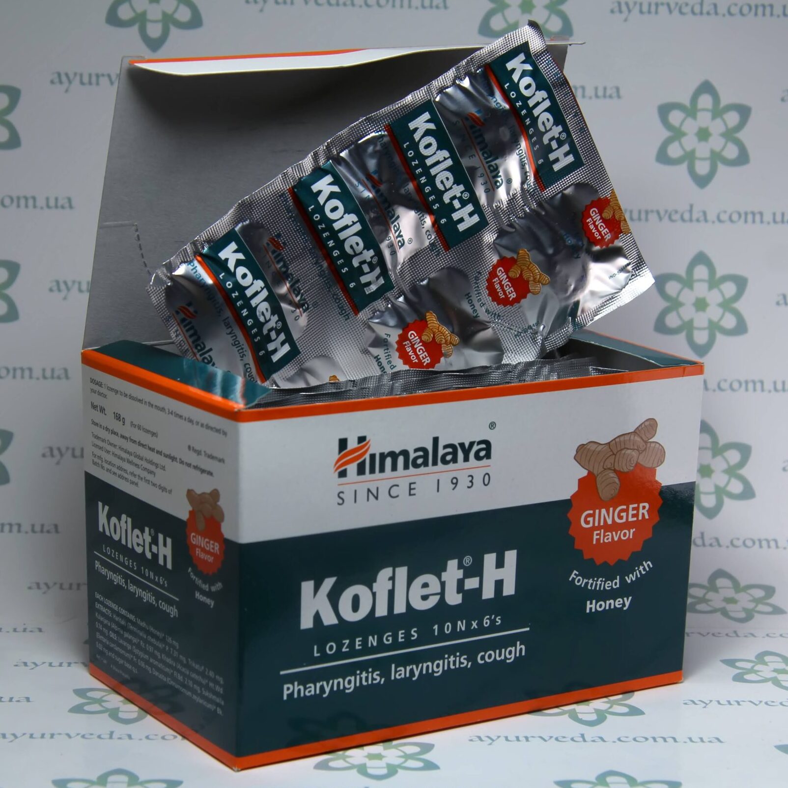 Koflet H Lozenges Ginger Himalaya (Леденцы Кофлет Имбирь) 10х6 2