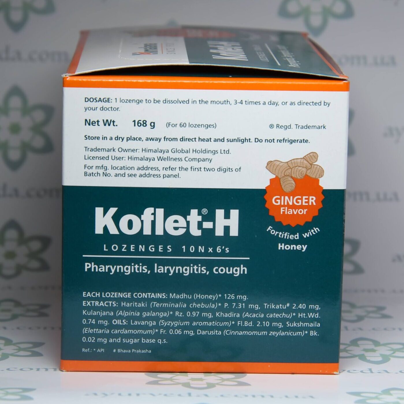 Koflet H Lozenges Ginger Himalaya (Леденцы Кофлет Имбирь) 10х6 5